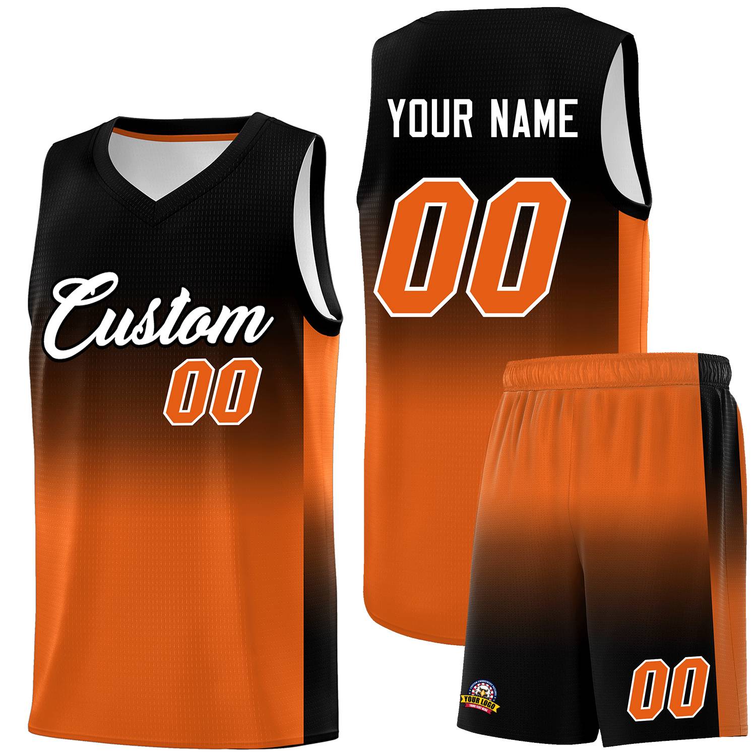 Custom Black Orange Gradient Fashion Sets Sports Uniform Basketball Jersey