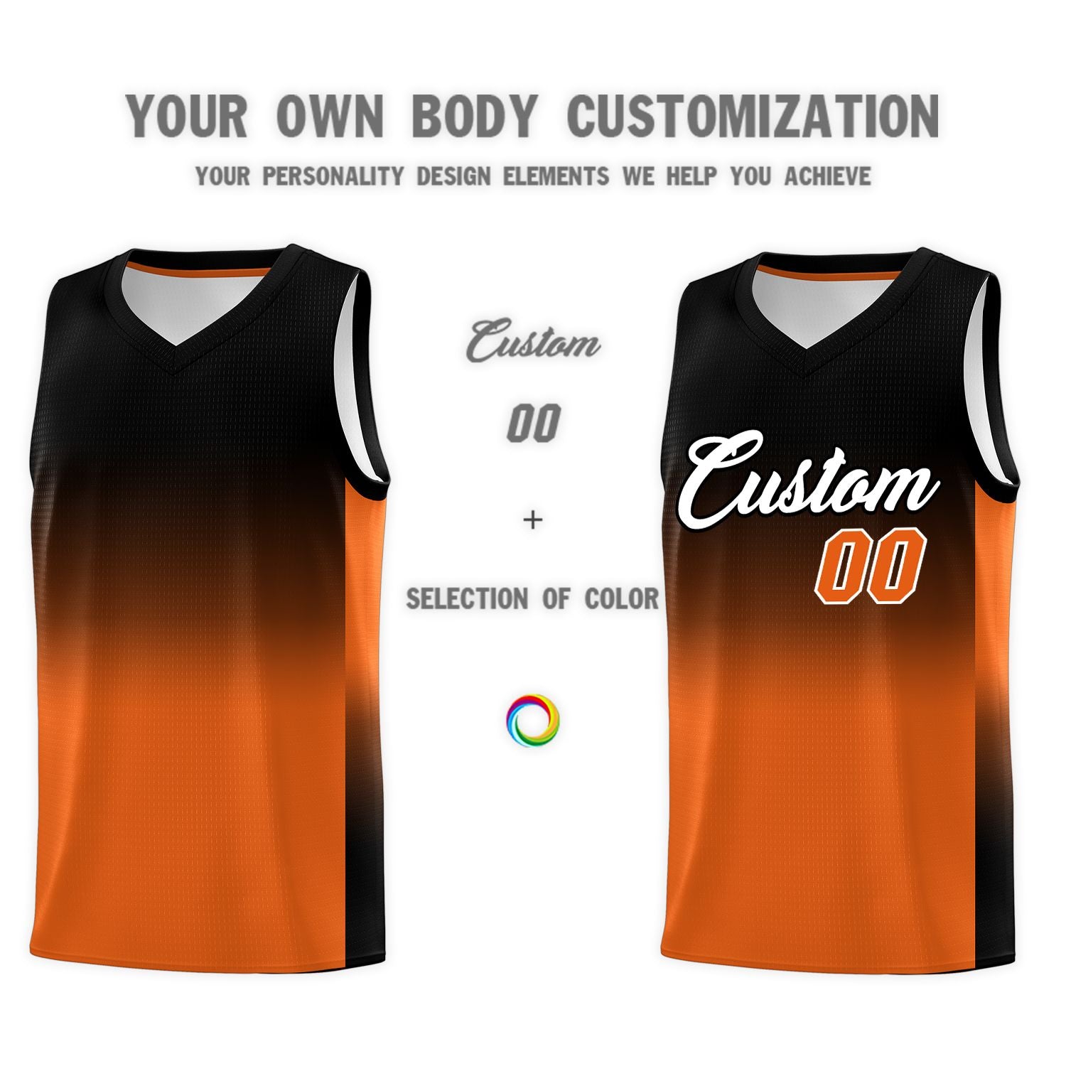 Custom Black Orange Gradient Fashion Sets Sports Uniform Basketball Jersey