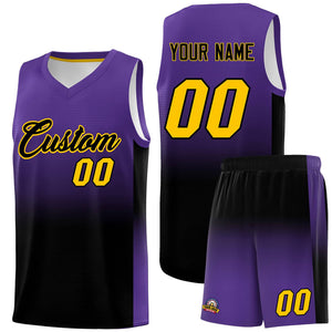 Custom Purple Black Gradient Fashion Sets Sports Uniform Basketball Jersey