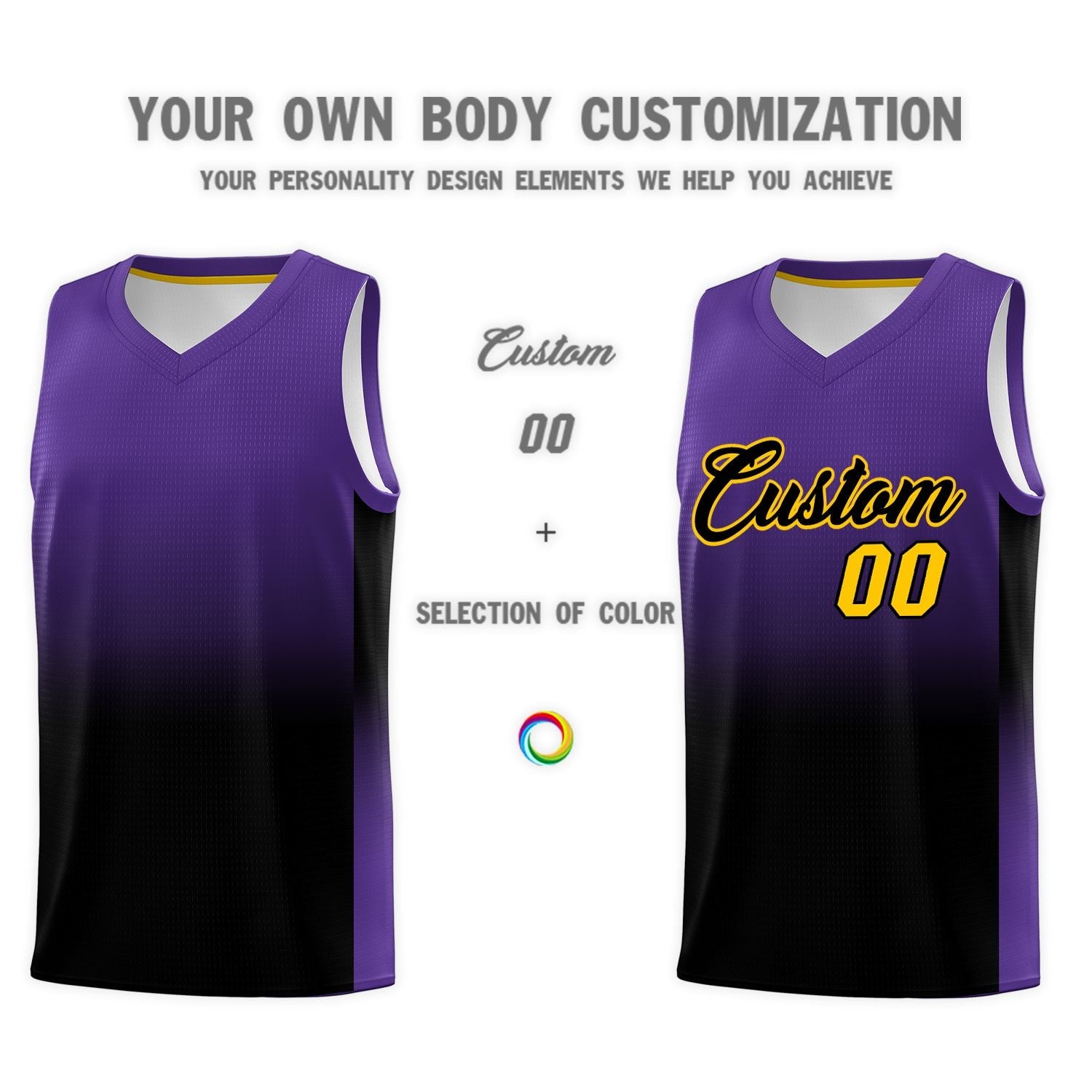 Custom Purple Black Gradient Fashion Sets Sports Uniform Basketball Jersey