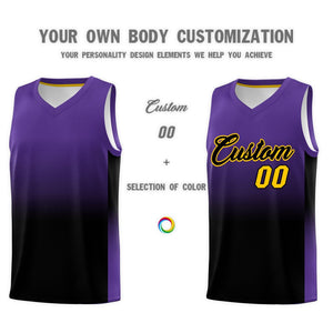 Custom Purple Black Gradient Fashion Sets Sports Uniform Basketball Jersey