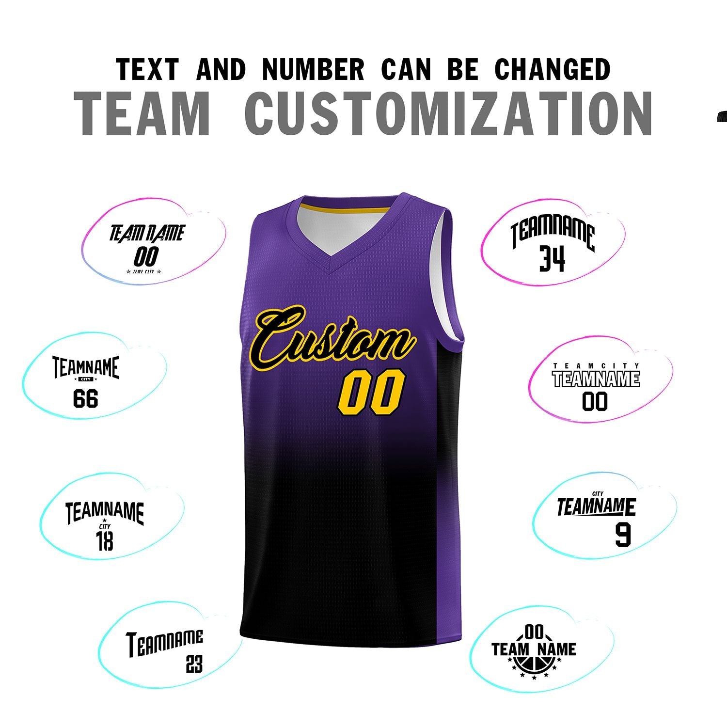 Custom Purple Black Gradient Fashion Sets Sports Uniform Basketball Jersey