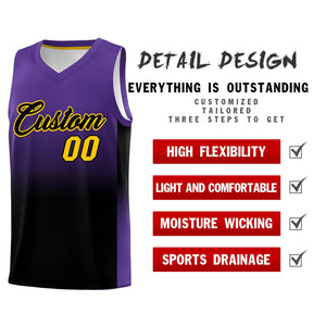 Custom Purple Black Gradient Fashion Sets Sports Uniform Basketball Jersey