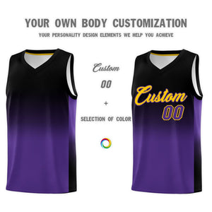 Custom Black Purple Gradient Fashion Sets Sports Uniform Basketball Jersey