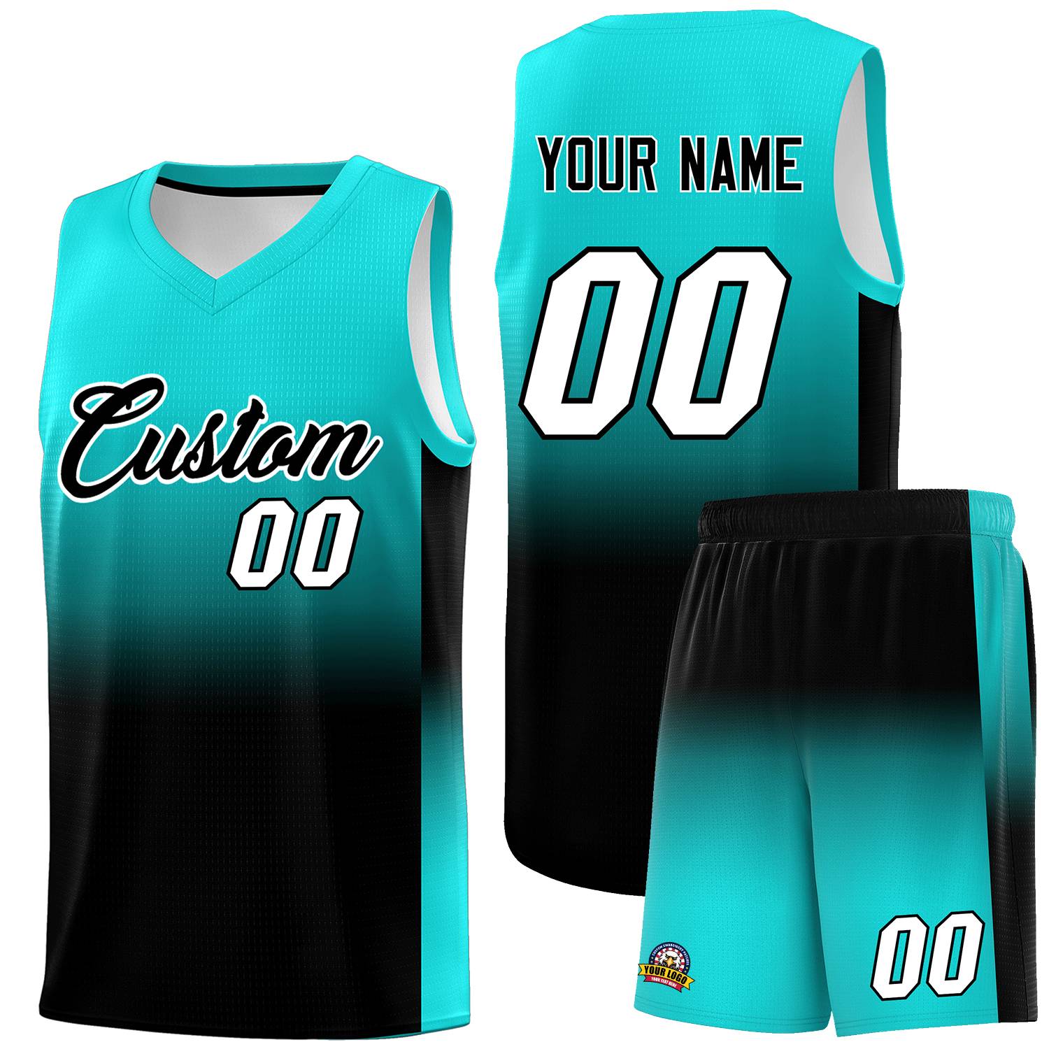 Custom Bright Green Black Gradient Fashion Sets Sports Uniform Basketball Jersey