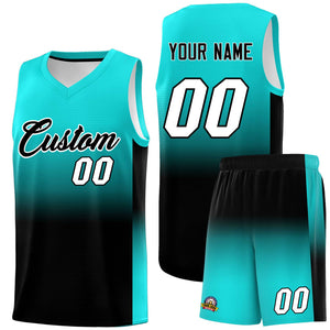 Custom Bright Green Black Gradient Fashion Sets Sports Uniform Basketball Jersey