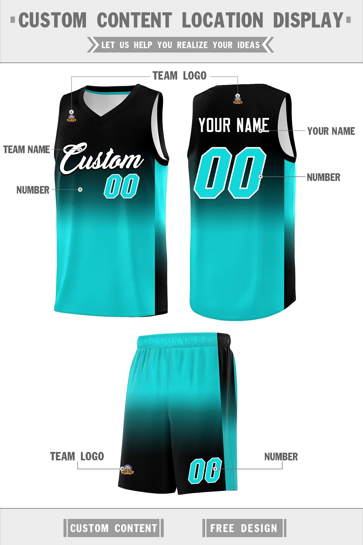 Custom Black Bright Green Gradient Fashion Sets Sports Uniform Basketball Jersey