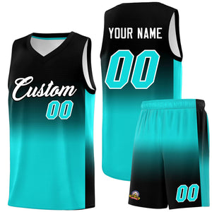 Custom Black Bright Green Gradient Fashion Sets Sports Uniform Basketball Jersey