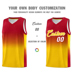 Custom Red Gold Gradient Fashion Sets Sports Uniform Basketball Jersey