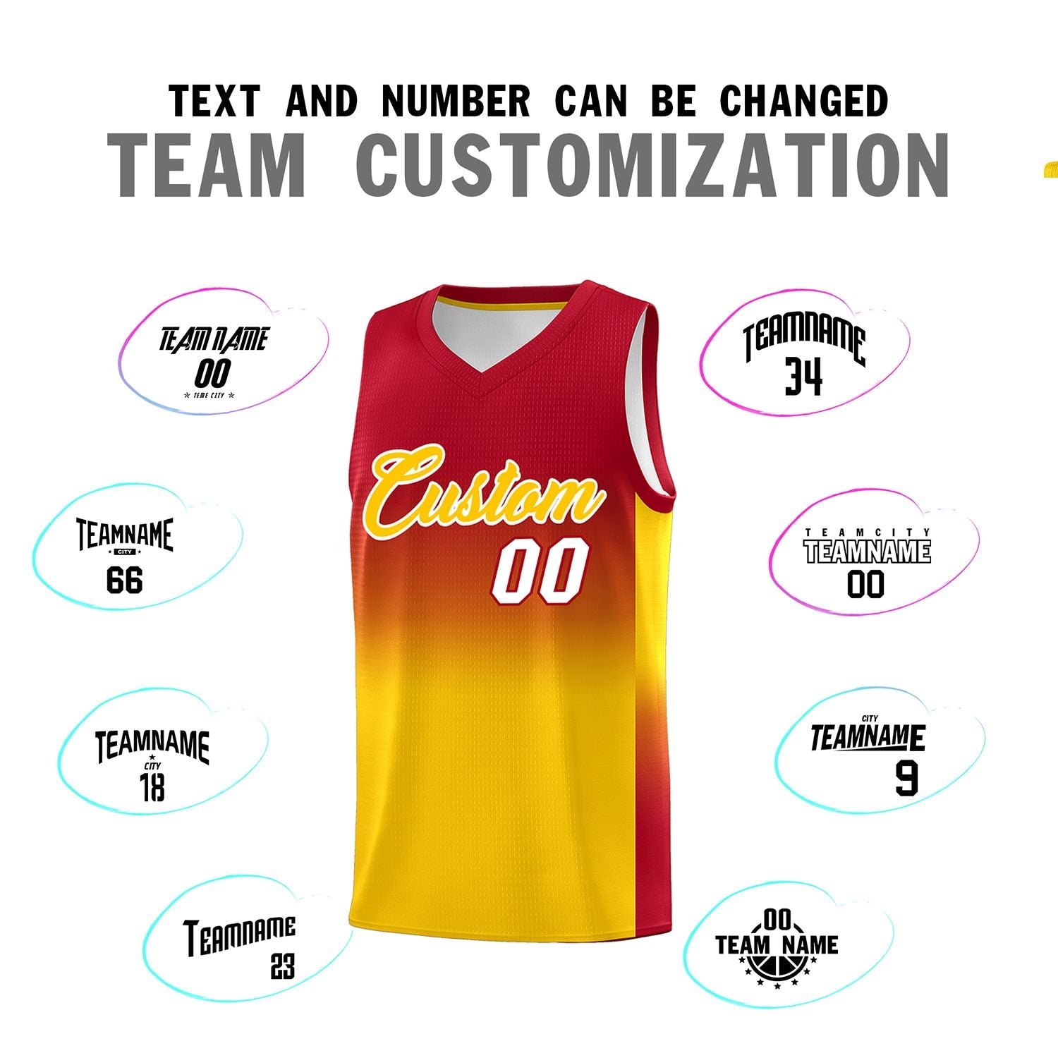 Custom Red Gold Gradient Fashion Sets Sports Uniform Basketball Jersey