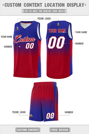 Custom Royal Red Gradient Fashion Sets Sports Uniform Basketball Jersey