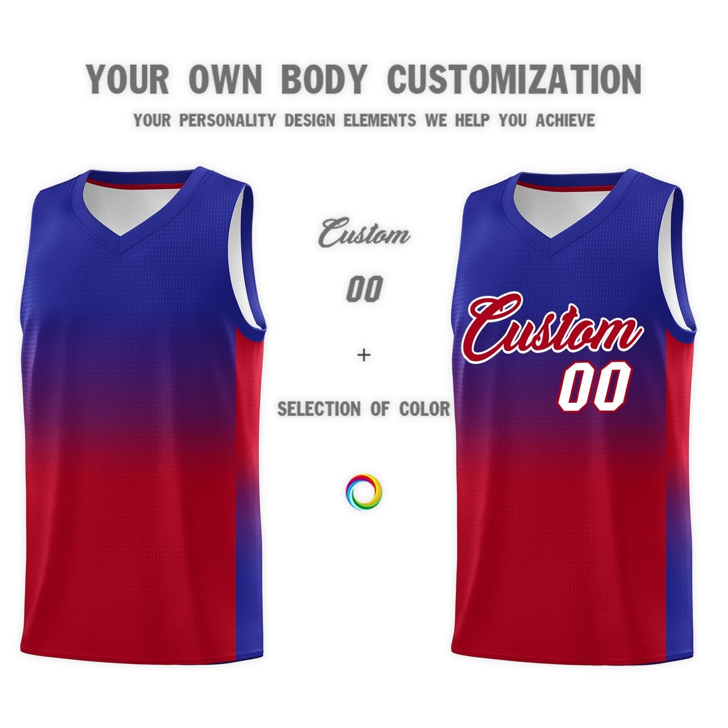 Custom Royal Red Gradient Fashion Sets Sports Uniform Basketball Jersey