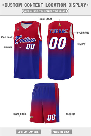 Custom Red Royal Gradient Fashion Sets Sports Uniform Basketball Jersey