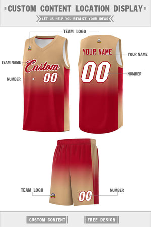 Custom Old Gold Red Gradient Fashion Sets Sports Uniform Basketball Jersey