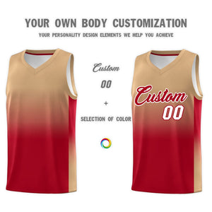 Custom Old Gold Red Gradient Fashion Sets Sports Uniform Basketball Jersey