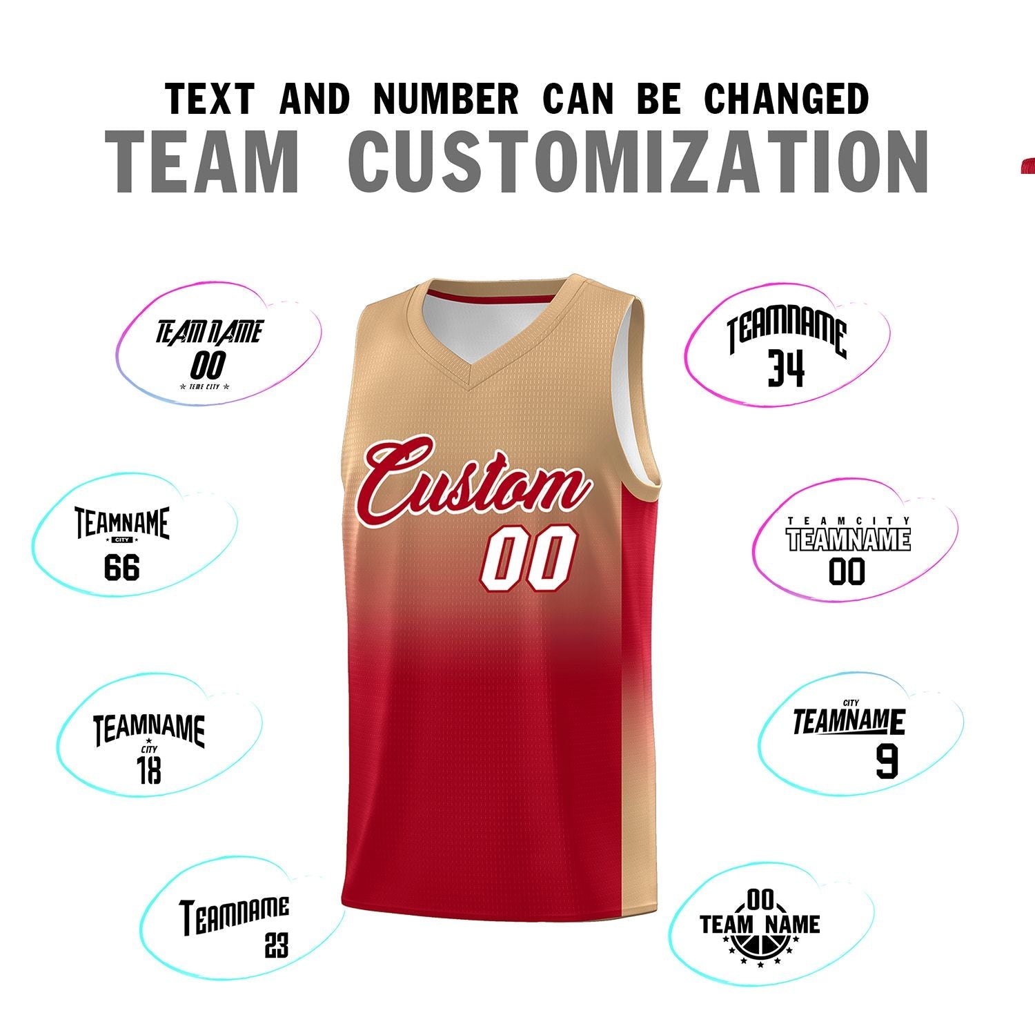 Custom Old Gold Red Gradient Fashion Sets Sports Uniform Basketball Jersey