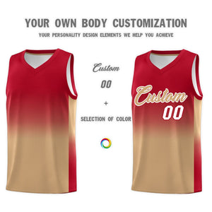 Custom Red Old Gold Gradient Fashion Sets Sports Uniform Basketball Jersey