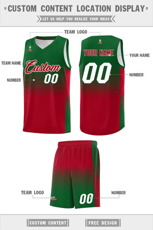 Custom Kelly Green Red Gradient Fashion Sets Sports Uniform Basketball Jersey