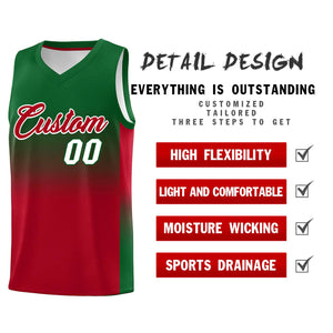 Custom Kelly Green Red Gradient Fashion Sets Sports Uniform Basketball Jersey