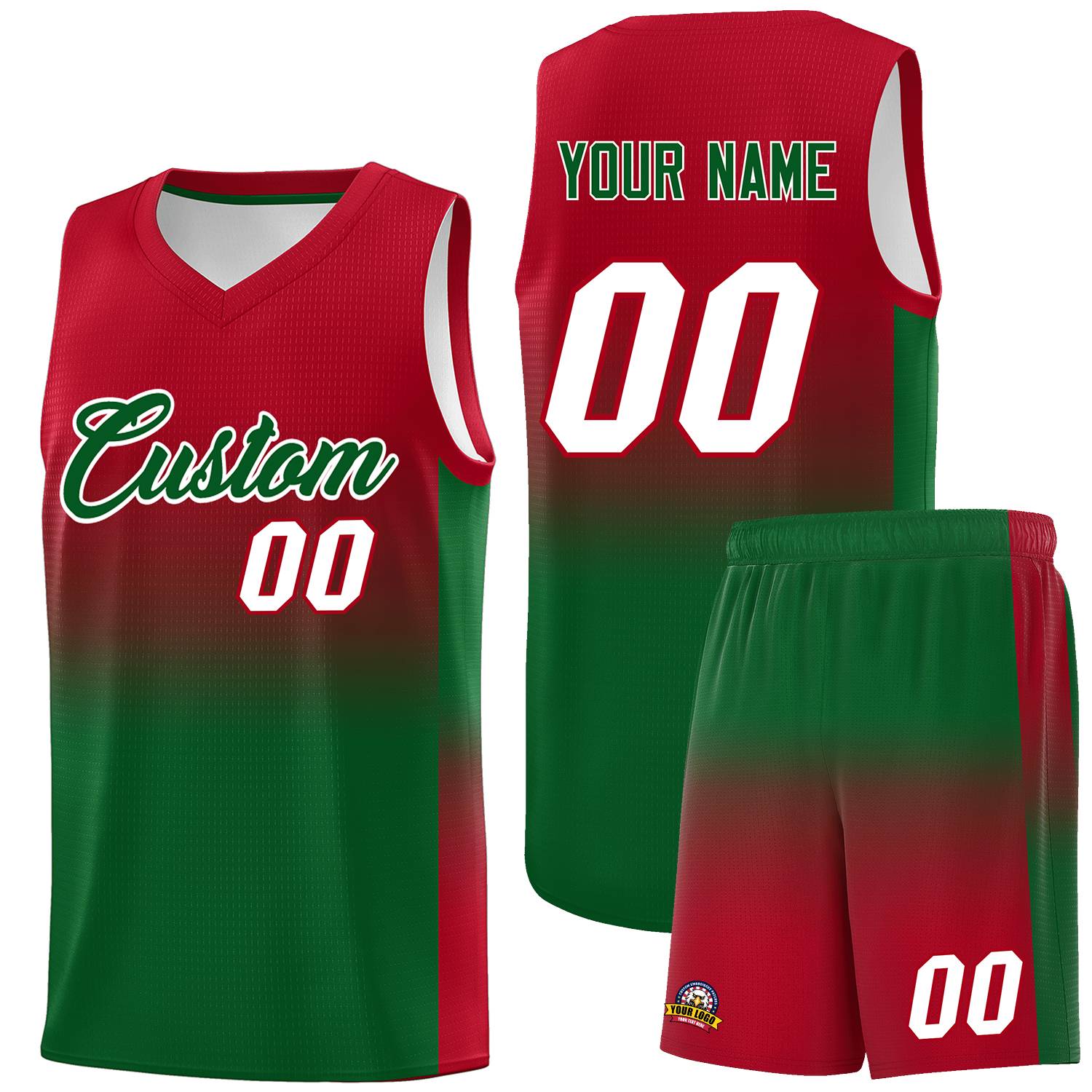 Custom Red Kelly Green Gradient Fashion Sets Sports Uniform Basketball Jersey