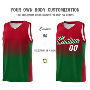 Custom Red Kelly Green Gradient Fashion Sets Sports Uniform Basketball Jersey