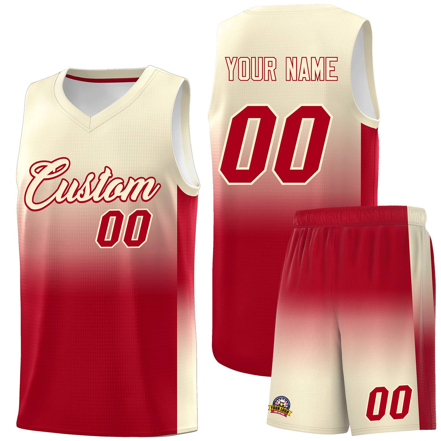 Custom Cream Red Gradient Fashion Sets Sports Uniform Basketball Jersey