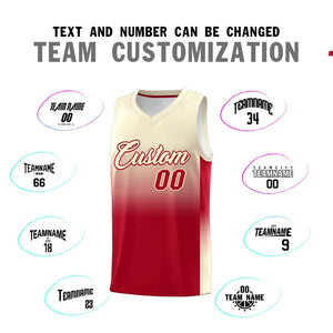 Custom Cream Red Gradient Fashion Sets Sports Uniform Basketball Jersey