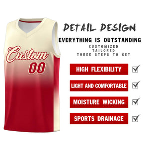 Custom Cream Red Gradient Fashion Sets Sports Uniform Basketball Jersey