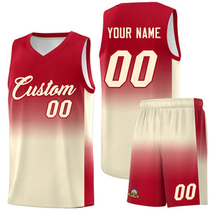 Custom Red Cream Gradient Fashion Sets Sports Uniform Basketball Jersey