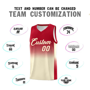 Custom Red Cream Gradient Fashion Sets Sports Uniform Basketball Jersey