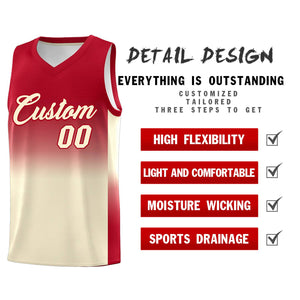 Custom Red Cream Gradient Fashion Sets Sports Uniform Basketball Jersey