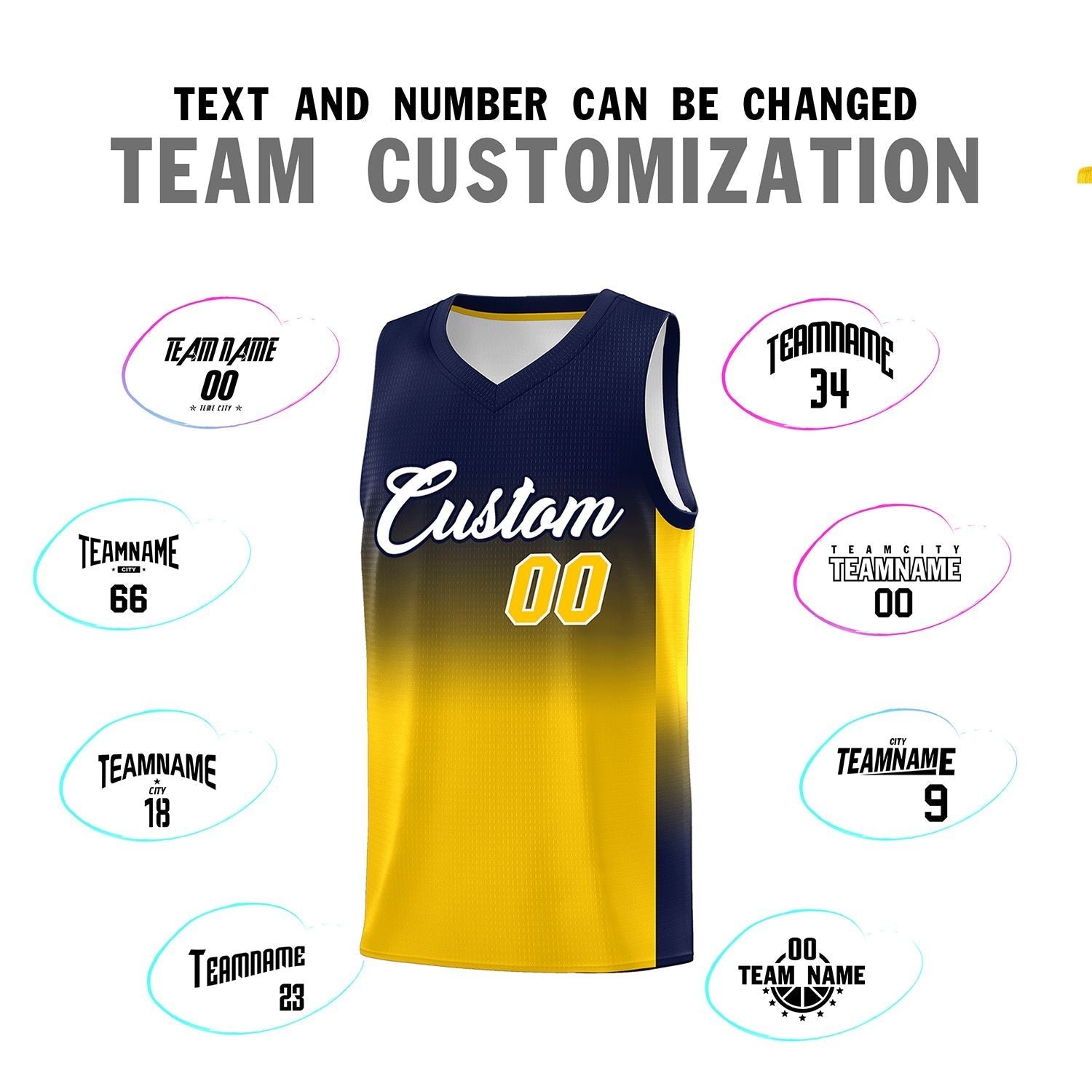 Custom Navy Gold Gradient Fashion Sets Sports Uniform Basketball Jersey