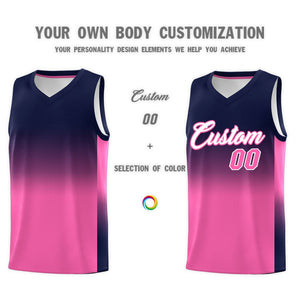 Custom Navy Pink Gradient Fashion Sets Sports Uniform Basketball Jersey