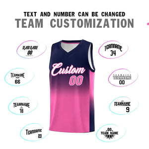 Custom Navy Pink Gradient Fashion Sets Sports Uniform Basketball Jersey