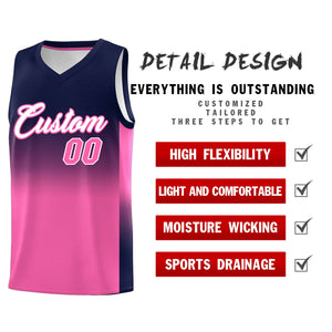 Custom Navy Pink Gradient Fashion Sets Sports Uniform Basketball Jersey