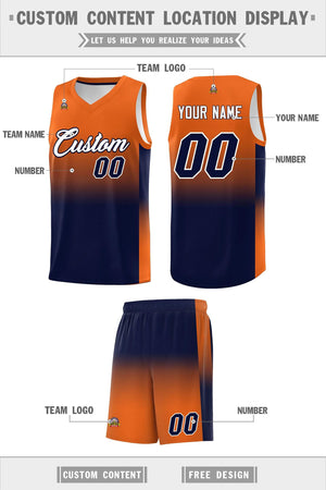 Custom Orange Navy Gradient Fashion Sets Sports Uniform Basketball Jersey