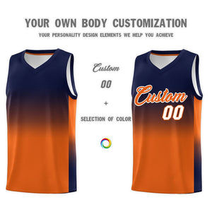 Custom Navy Orange Gradient Fashion Sets Sports Uniform Basketball Jersey