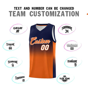 Custom Navy Orange Gradient Fashion Sets Sports Uniform Basketball Jersey