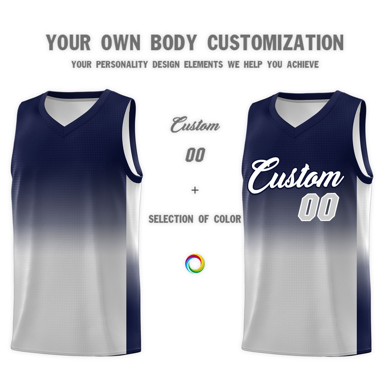 Custom Navy Gray Gradient Fashion Sets Sports Uniform Basketball Jersey