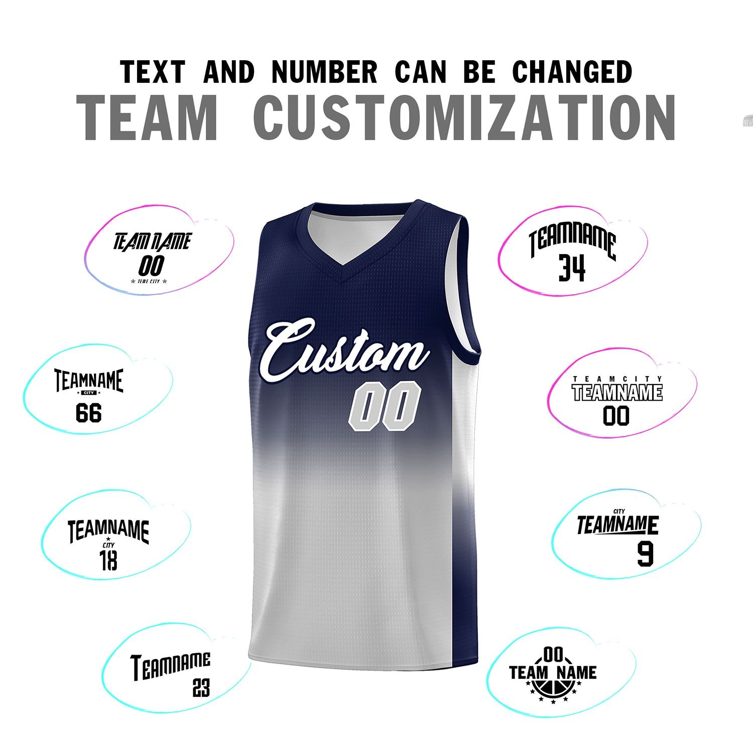 Custom Navy Gray Gradient Fashion Sets Sports Uniform Basketball Jersey