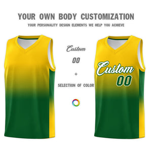 Custom Gold Kelly Green Gradient Fashion Sets Sports Uniform Basketball Jersey