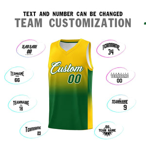 Custom Gold Kelly Green Gradient Fashion Sets Sports Uniform Basketball Jersey