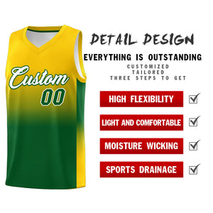 Custom Gold Kelly Green Gradient Fashion Sets Sports Uniform Basketball Jersey