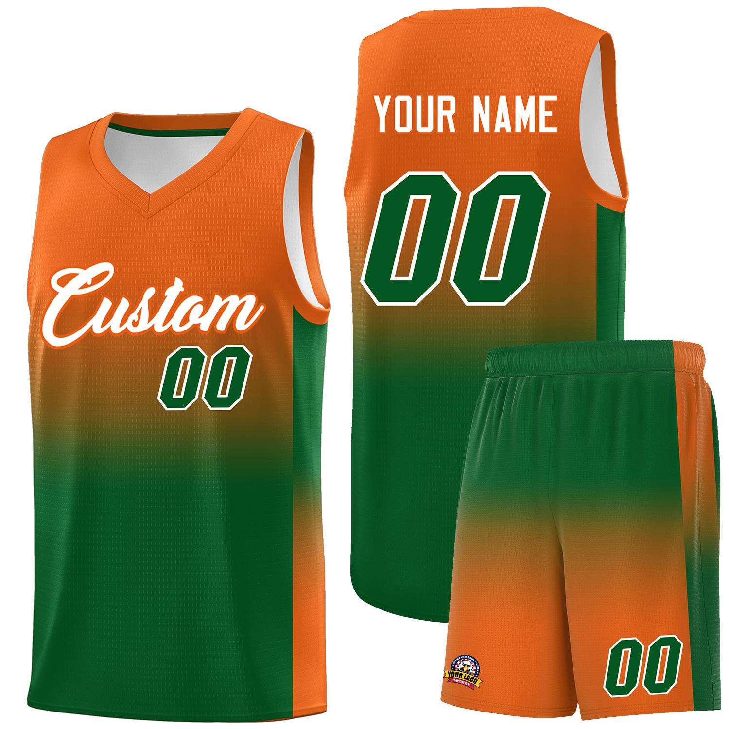 Custom Orange Kelly Green Gradient Fashion Sets Sports Uniform Basketball Jersey