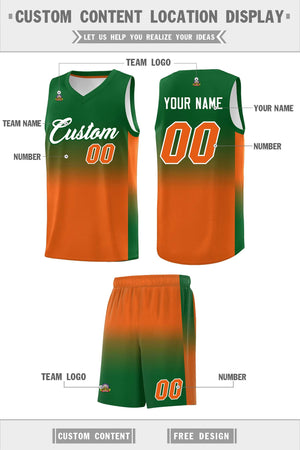 Custom Kelly Green Orange Gradient Fashion Sets Sports Uniform Basketball Jersey