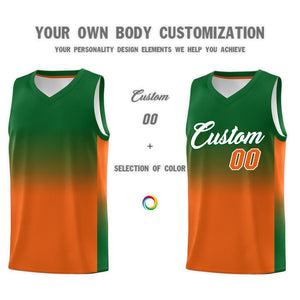 Custom Kelly Green Orange Gradient Fashion Sets Sports Uniform Basketball Jersey