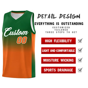 Custom Kelly Green Orange Gradient Fashion Sets Sports Uniform Basketball Jersey