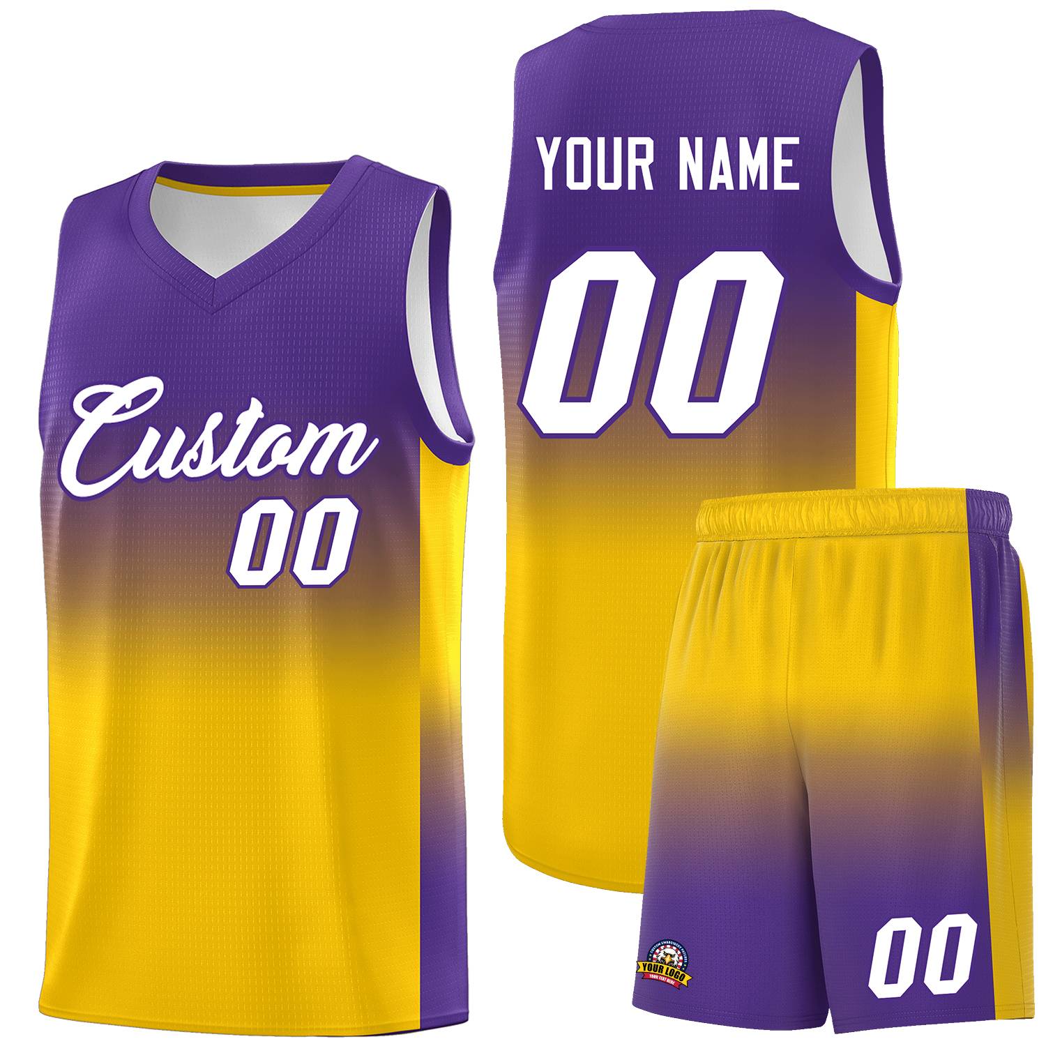 Custom Purple Gold Gradient Fashion Sets Sports Uniform Basketball Jersey