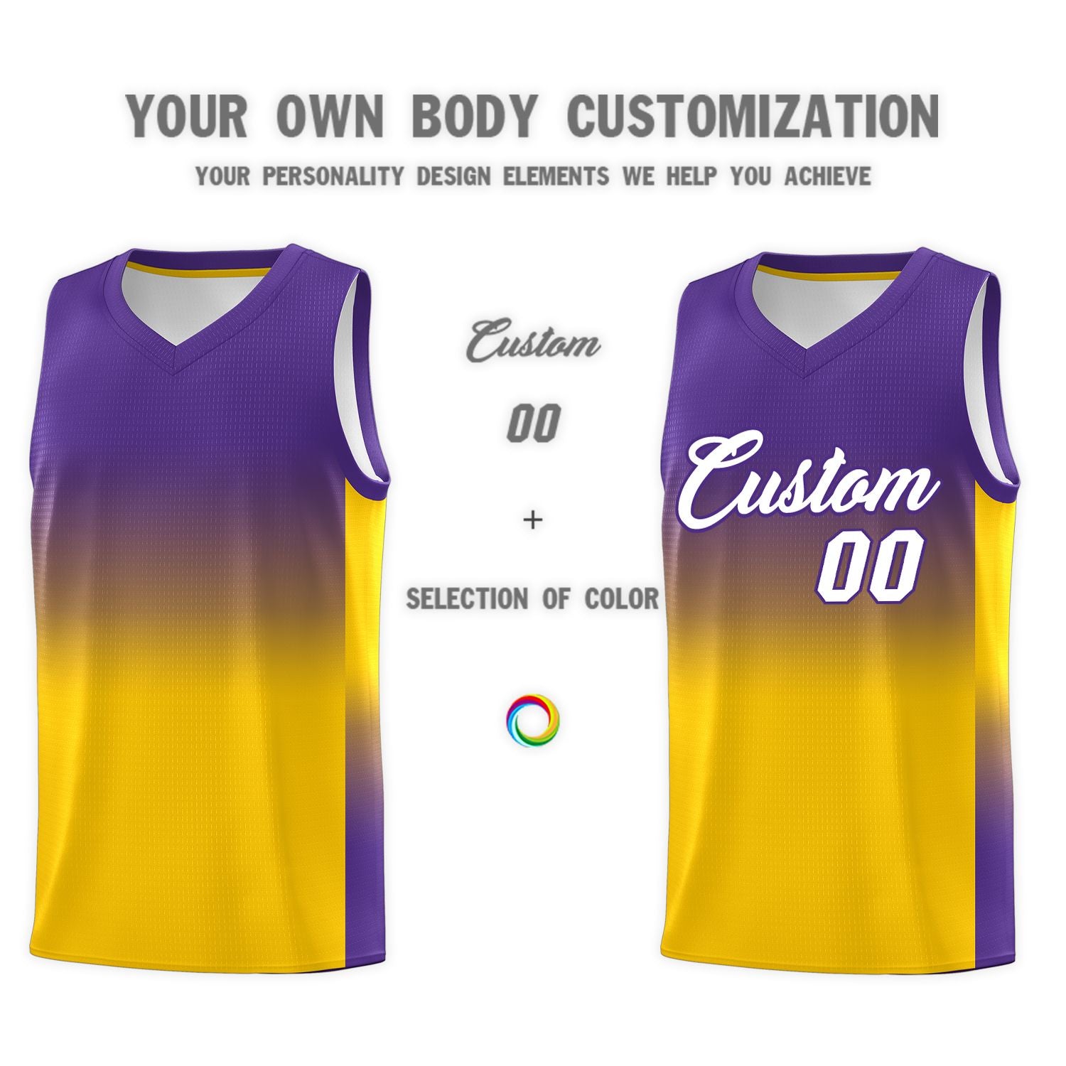 Custom Purple Gold Gradient Fashion Sets Sports Uniform Basketball Jersey