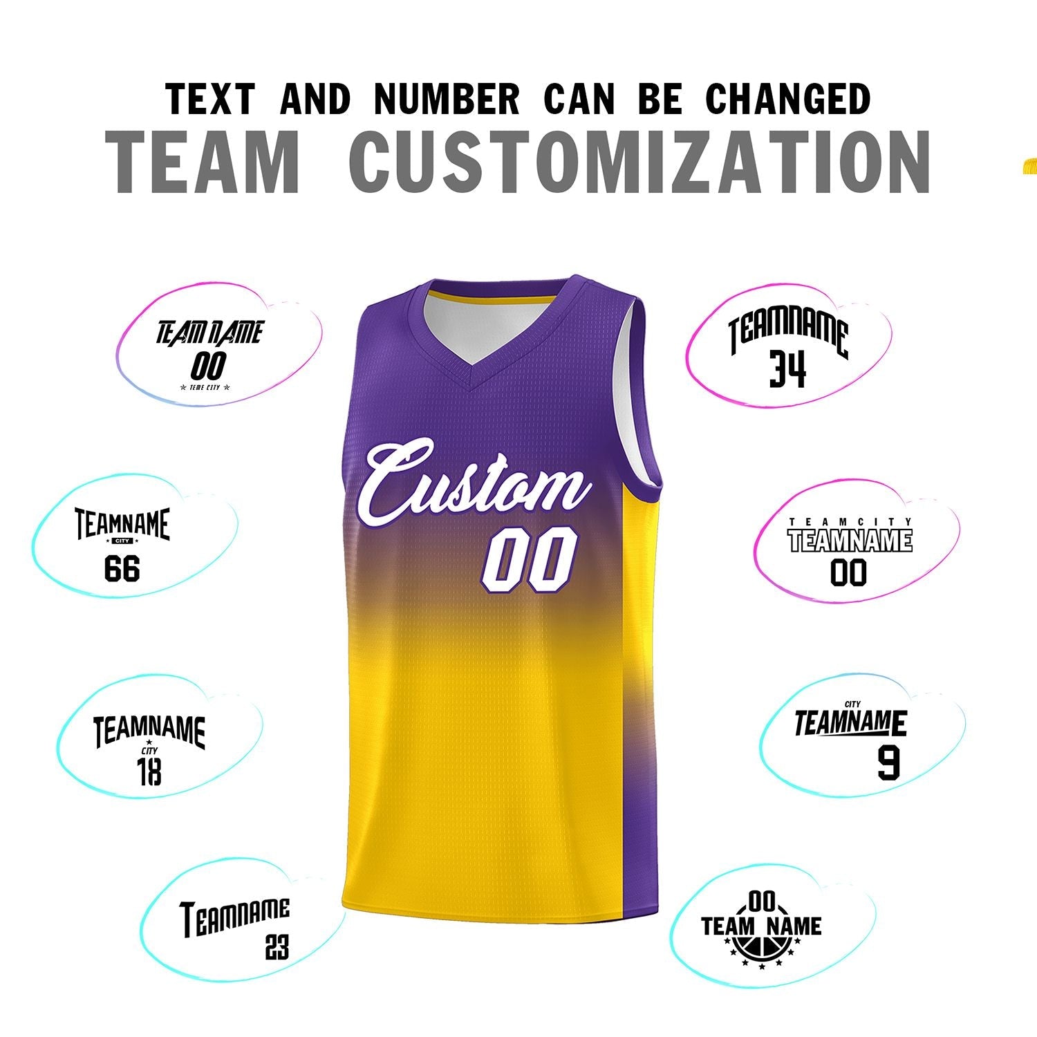 Custom Purple Gold Gradient Fashion Sets Sports Uniform Basketball Jersey